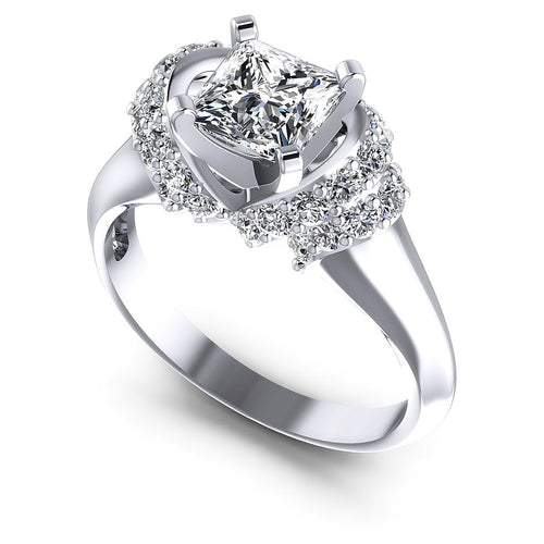 0.95CT Princess And Round  Cut Diamonds Engagement Rings