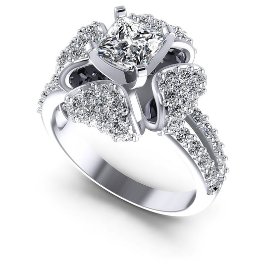1.40CT Princess And Round  Cut Diamonds Engagement Rings