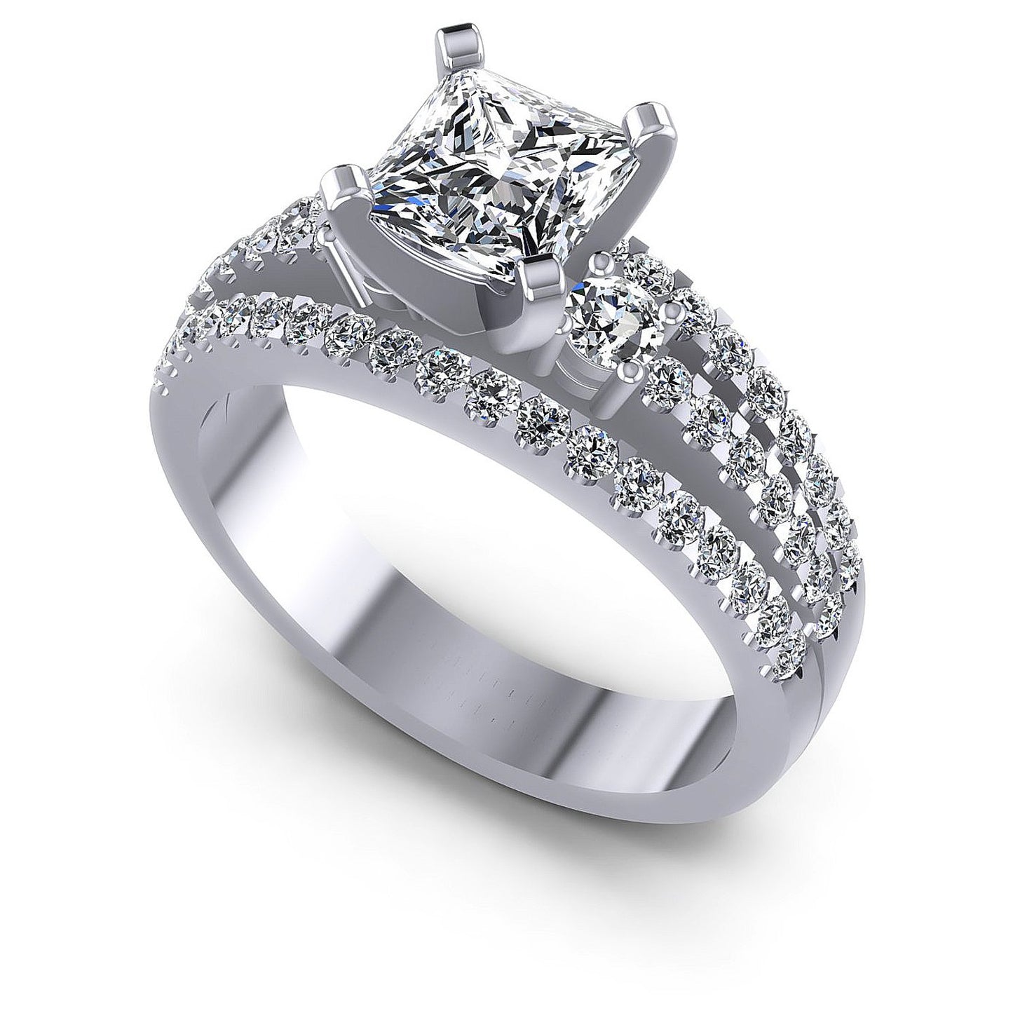 0.95CT Princess And Round  Cut Diamonds Engagement Rings