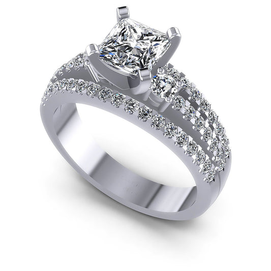 0.95CT Princess And Round  Cut Diamonds Engagement Rings
