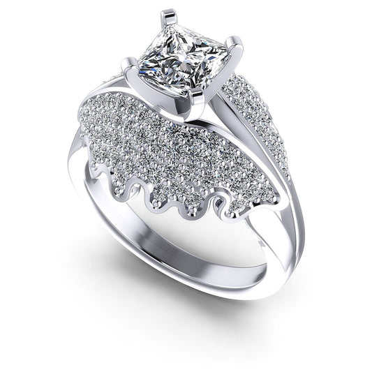 1.00CT Princess And Round  Cut Diamonds Engagement Rings