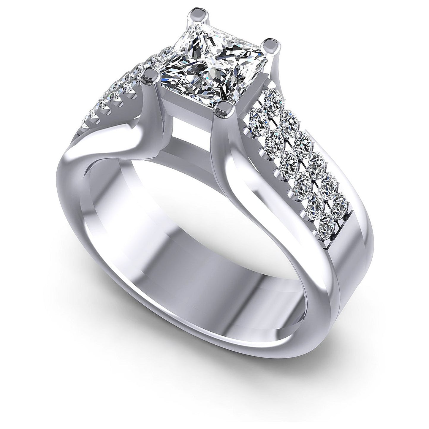 0.75CT Princess And Round  Cut Diamonds Engagement Rings