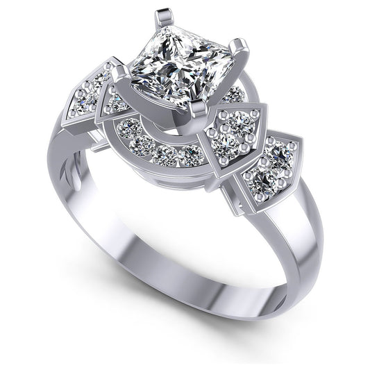 0.75CT Princess And Round  Cut Diamonds Engagement Rings