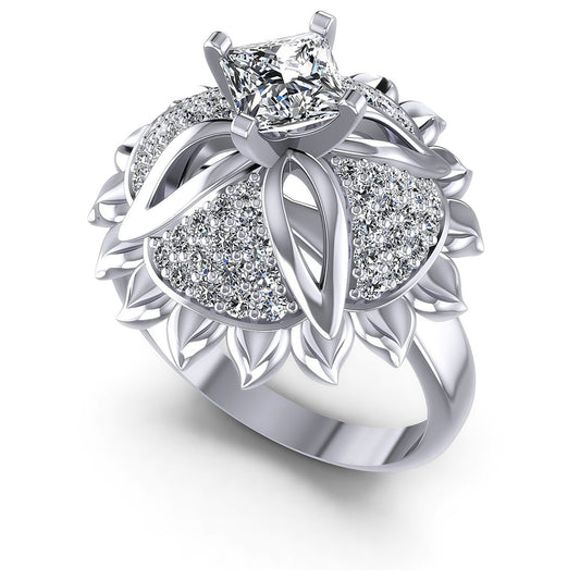 1.15CT Princess And Round  Cut Diamonds Engagement Rings