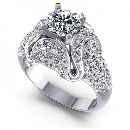 Round Diamonds 1.30CT Engagement Ring in 14KT White Gold