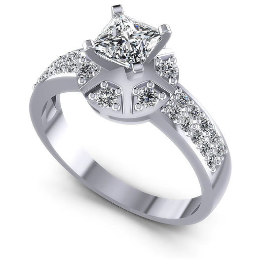 0.70CT Princess And Round  Cut Diamonds Engagement Rings
