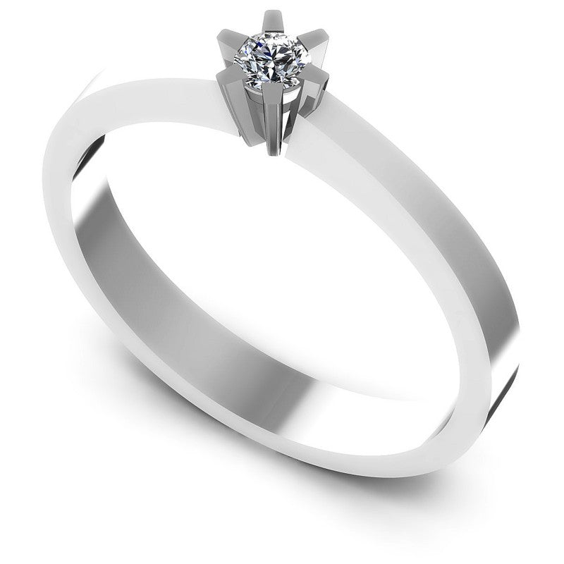 Round Diamonds 0.10CT Solitaire Ring in 14KT White Gold