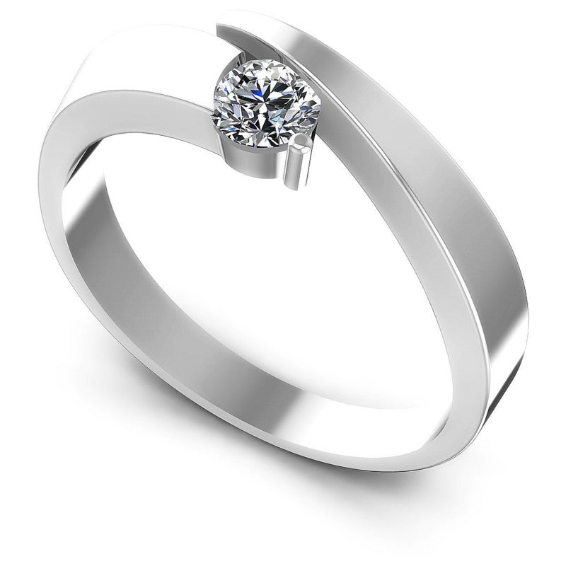 Round Diamonds 0.35CT Solitaire Ring in 14KT White Gold