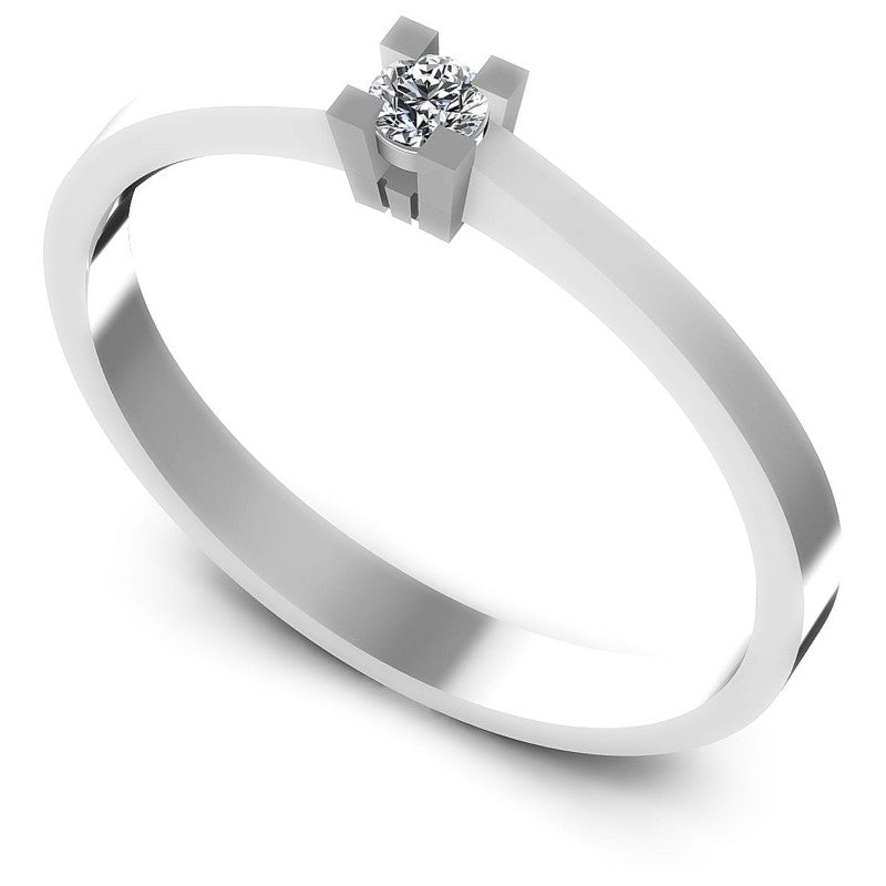Round Diamonds 0.10CT Solitaire Ring in 14KT White Gold