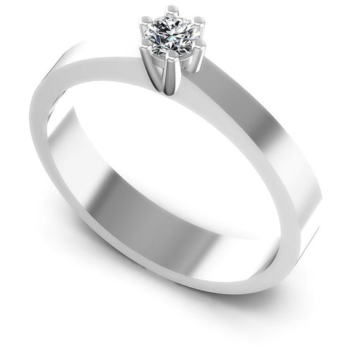 Round Diamonds 0.20CT Solitaire Ring in 14KT White Gold