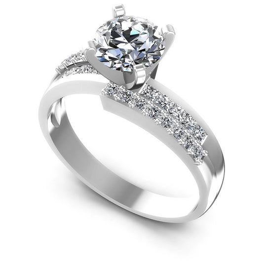 Princess and Round Diamonds 0.95CT Engagement Ring in 14KT White Gold