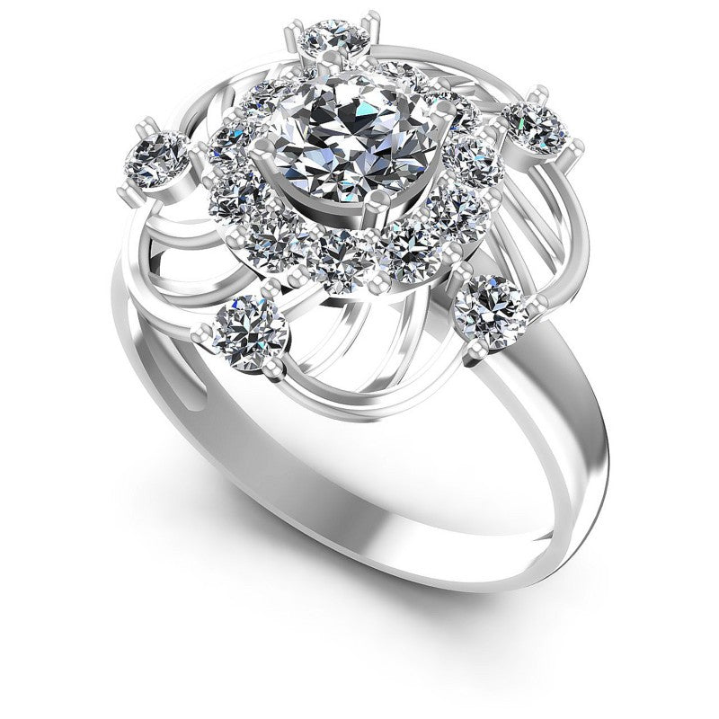 Round Cut Diamonds Halo Ring in 14KT White Gold