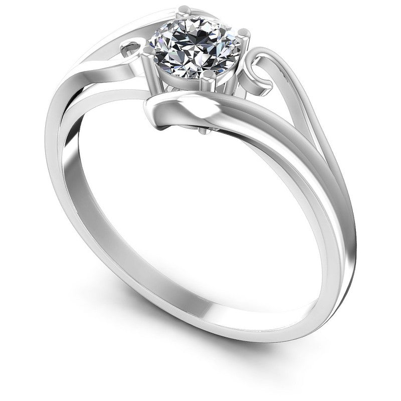 Round Cut Diamonds Solitaire Ring in 14KT White Gold
