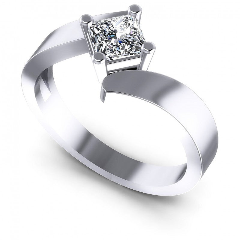 Round Cut Diamonds Solitaire Ring in 14KT White Gold