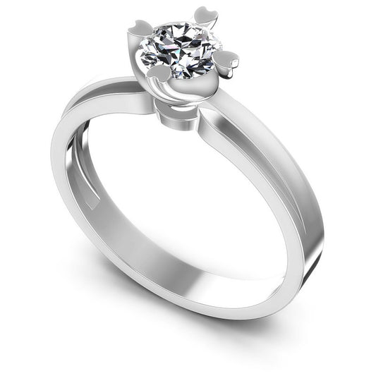 Round Cut Diamonds Solitaire Ring in 14KT White Gold