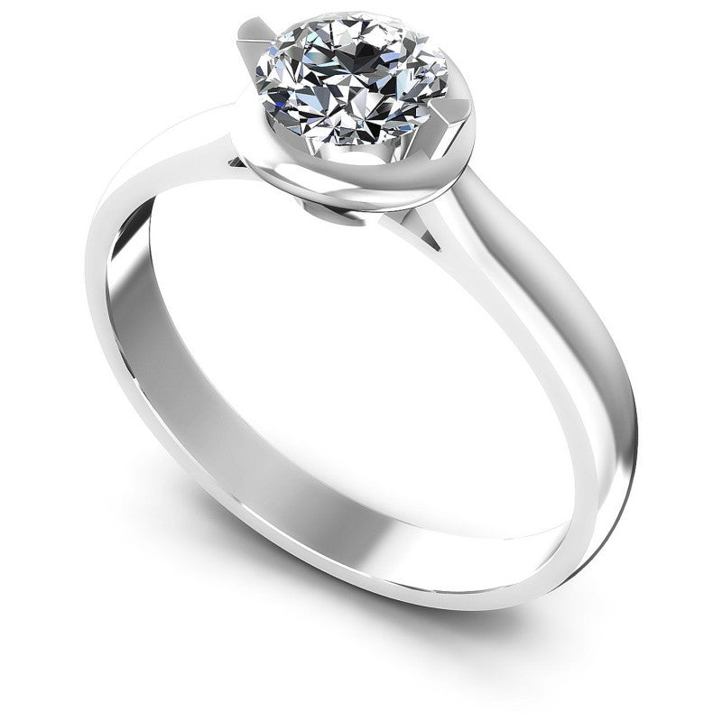 Round Cut Diamonds Solitaire Ring in 14KT White Gold