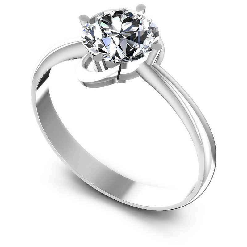 Round Cut Diamonds Solitaire Ring in 14KT White Gold
