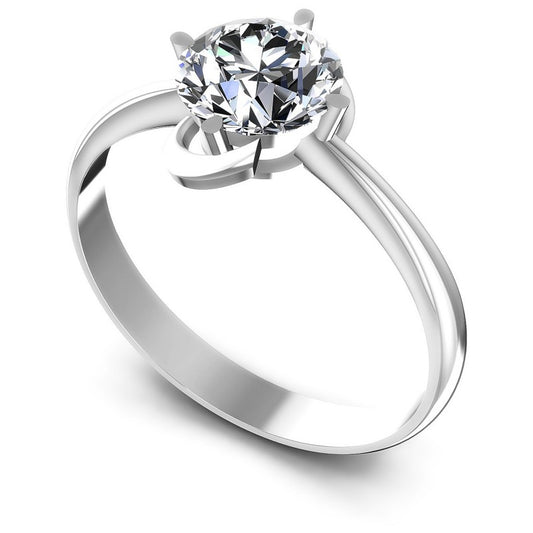 Round Cut Diamonds Solitaire Ring in 14KT White Gold