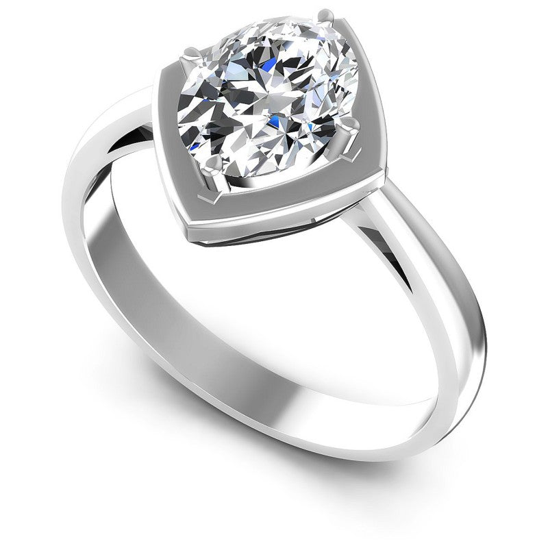 Oval Cut Diamonds Solitaire Ring in 14KT White Gold