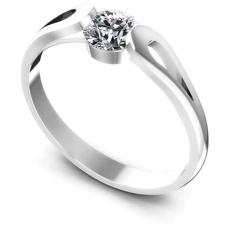 Round Cut Diamonds Solitaire Ring in 14KT White Gold