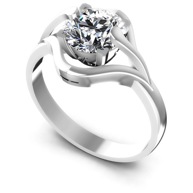 Round Cut Diamonds Solitaire Ring in 14KT White Gold