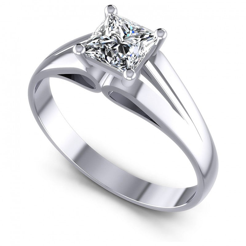 Round Cut Diamonds Solitaire Ring in 14KT White Gold