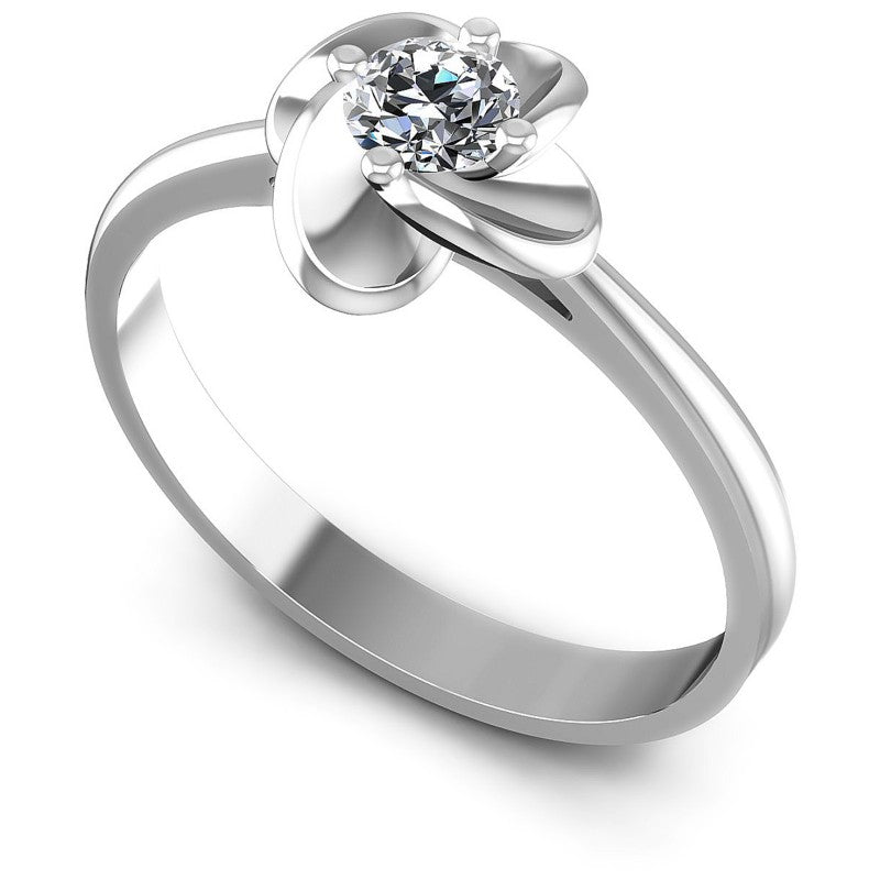 Round Cut Diamonds Solitaire Ring in 14KT White Gold
