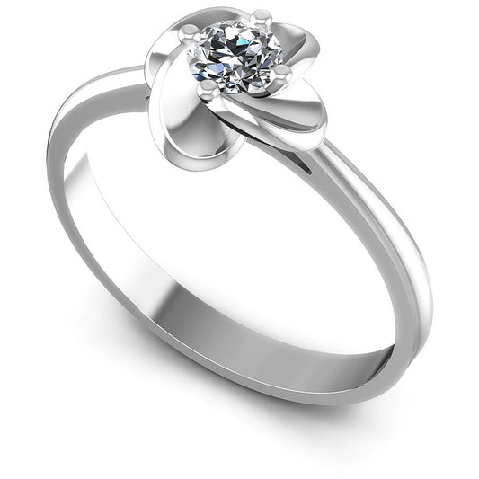 Round Cut Diamonds Solitaire Ring in 14KT White Gold