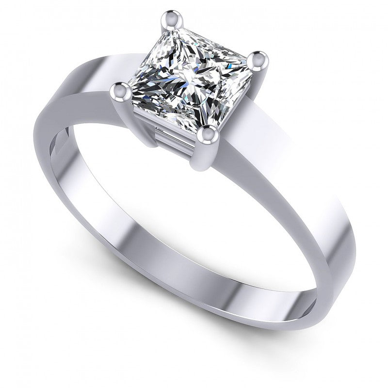 Round Cut Diamonds Solitaire Ring in 14KT White Gold