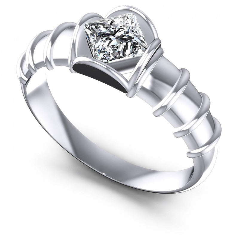 Round Cut Diamonds Solitaire Ring in 14KT White Gold