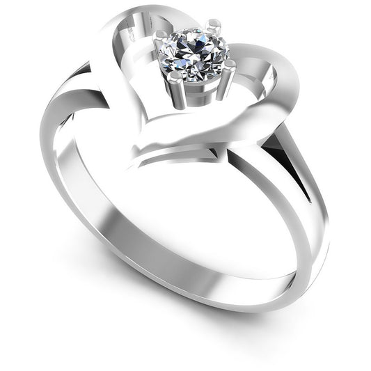 Round Cut Diamonds Solitaire Ring in 14KT White Gold