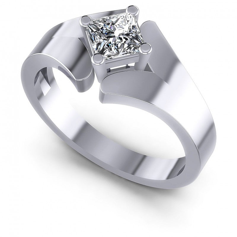 Round Cut Diamonds Solitaire Ring in 14KT White Gold