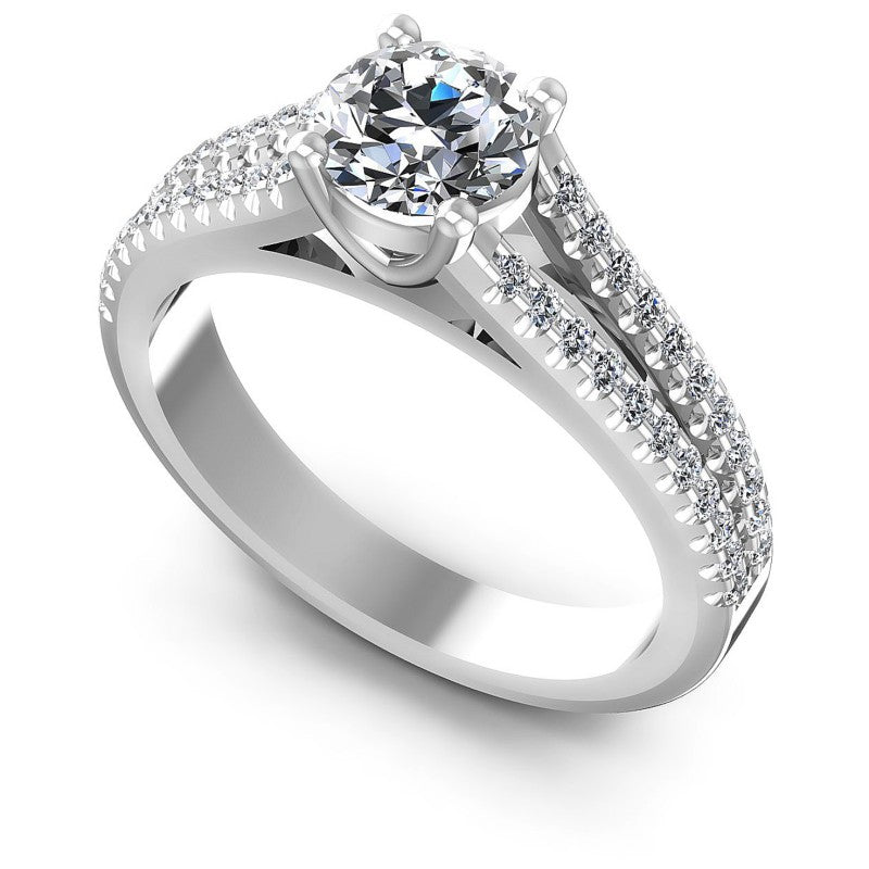 Round Cut Diamonds Engagement Ring in 14KT White Gold