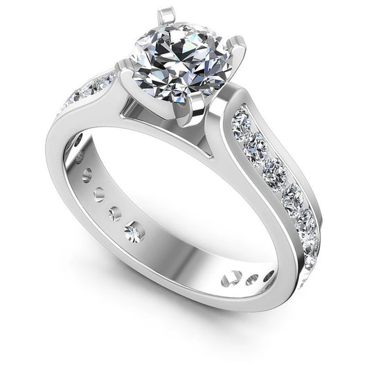 Round Cut Diamonds Engagement Ring in 14KT White Gold
