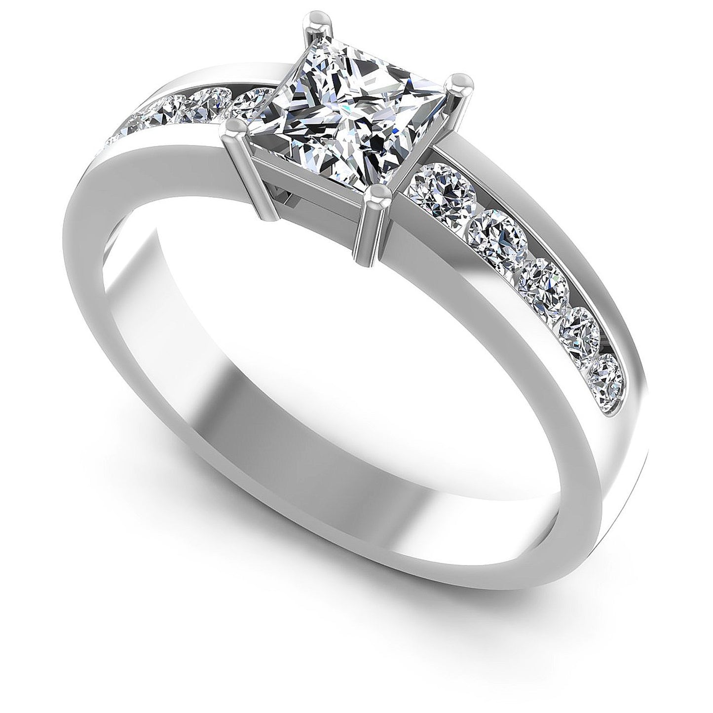 0.75CT Princess And Round  Cut Diamonds Engagement Rings