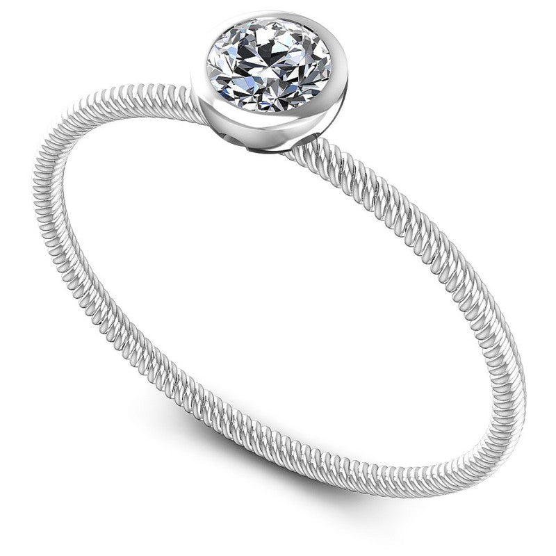 Round Cut Diamonds Solitaire Ring in 14KT White Gold