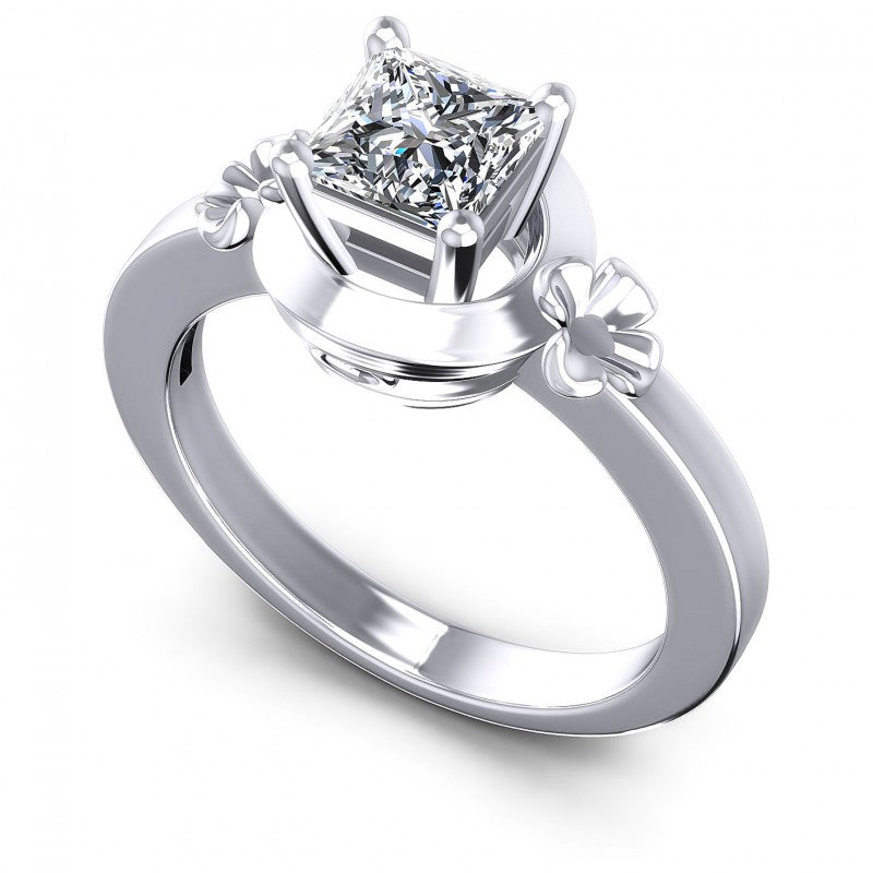 Princess Cut Diamonds Solitaire Ring in 14KT White Gold