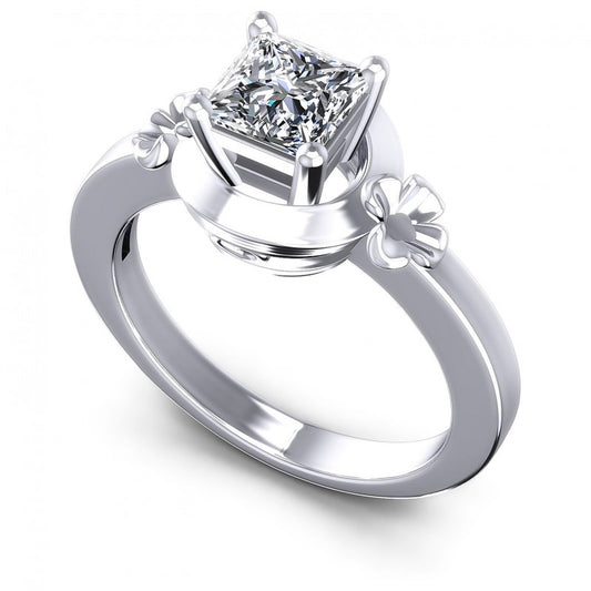 Princess Cut Diamonds Solitaire Ring in 14KT White Gold