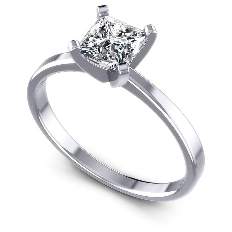 Princess Cut Diamonds Solitaire Ring in 14KT White Gold