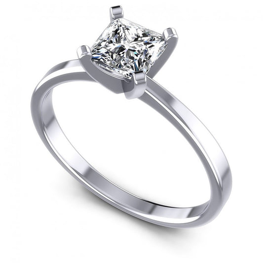 Princess Cut Diamonds Solitaire Ring in 14KT White Gold
