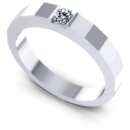 Round Cut Diamonds Mens Ring in 14KT White Gold