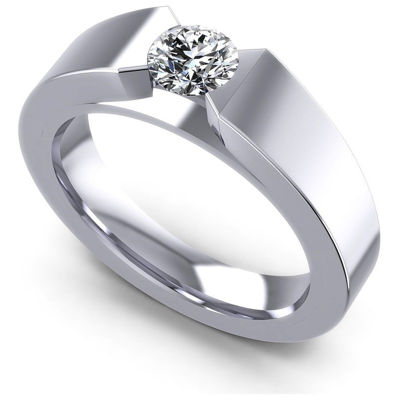 Round Cut Diamonds Mens Ring in 14KT White Gold