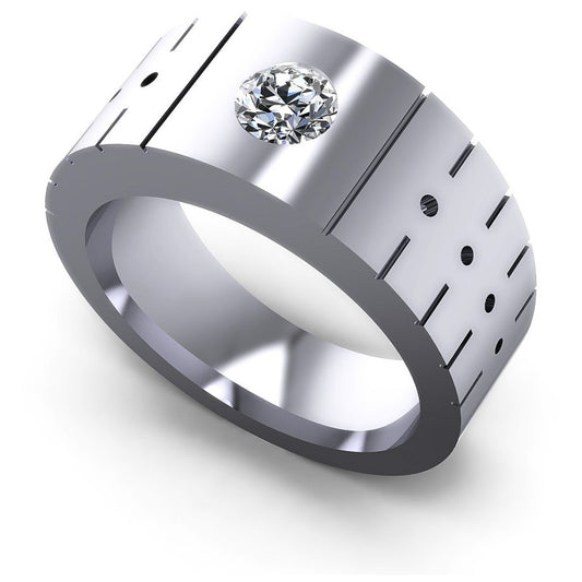 Round Cut Diamonds Mens Ring in 14KT White Gold