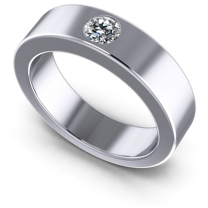 Round Cut Diamonds Mens Ring in 14KT White Gold