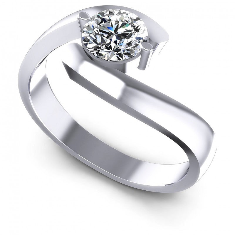 Round Cut Diamonds Solitaire Ring in 14KT White Gold