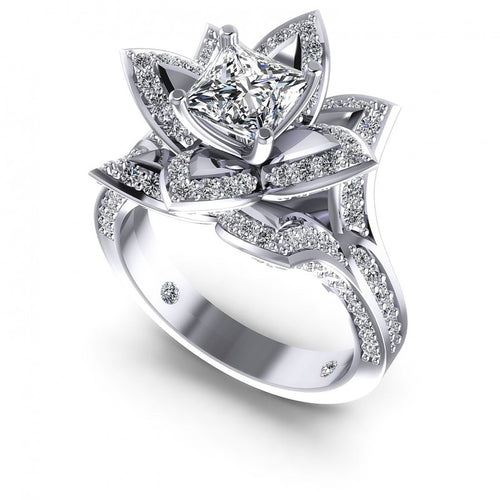 Round Cut Diamonds Engagement Ring in 14KT White Gold