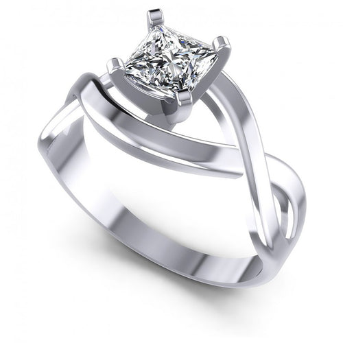 Princess Diamonds 0.35CT Solitaire Ring in 14KT White Gold