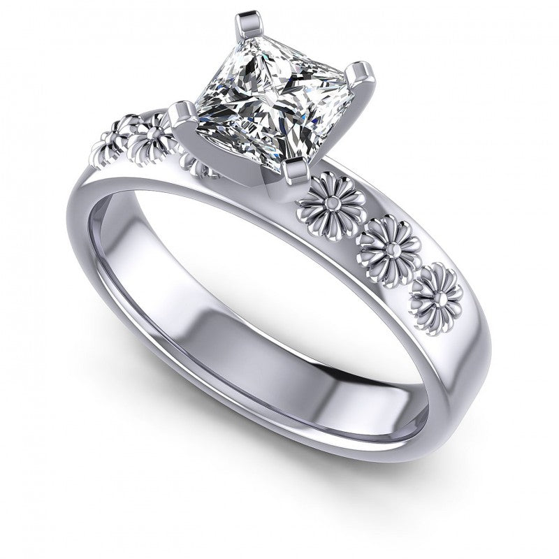Princess Diamonds 0.35CT Solitaire Ring in 14KT White Gold