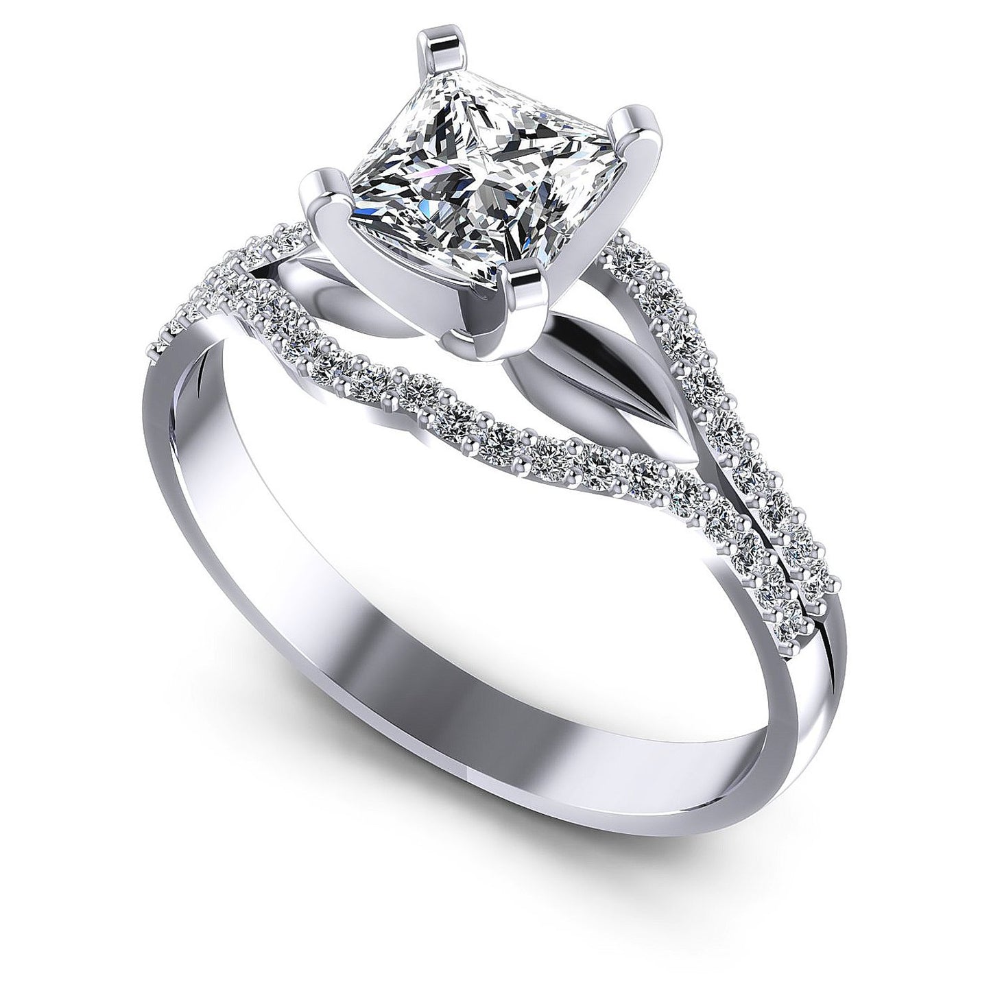 0.65CT Princess And Round  Cut Diamonds Engagement Rings