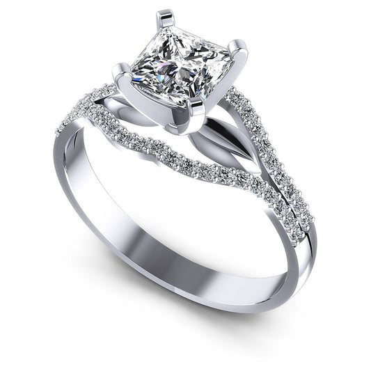 0.65CT Princess And Round  Cut Diamonds Engagement Rings